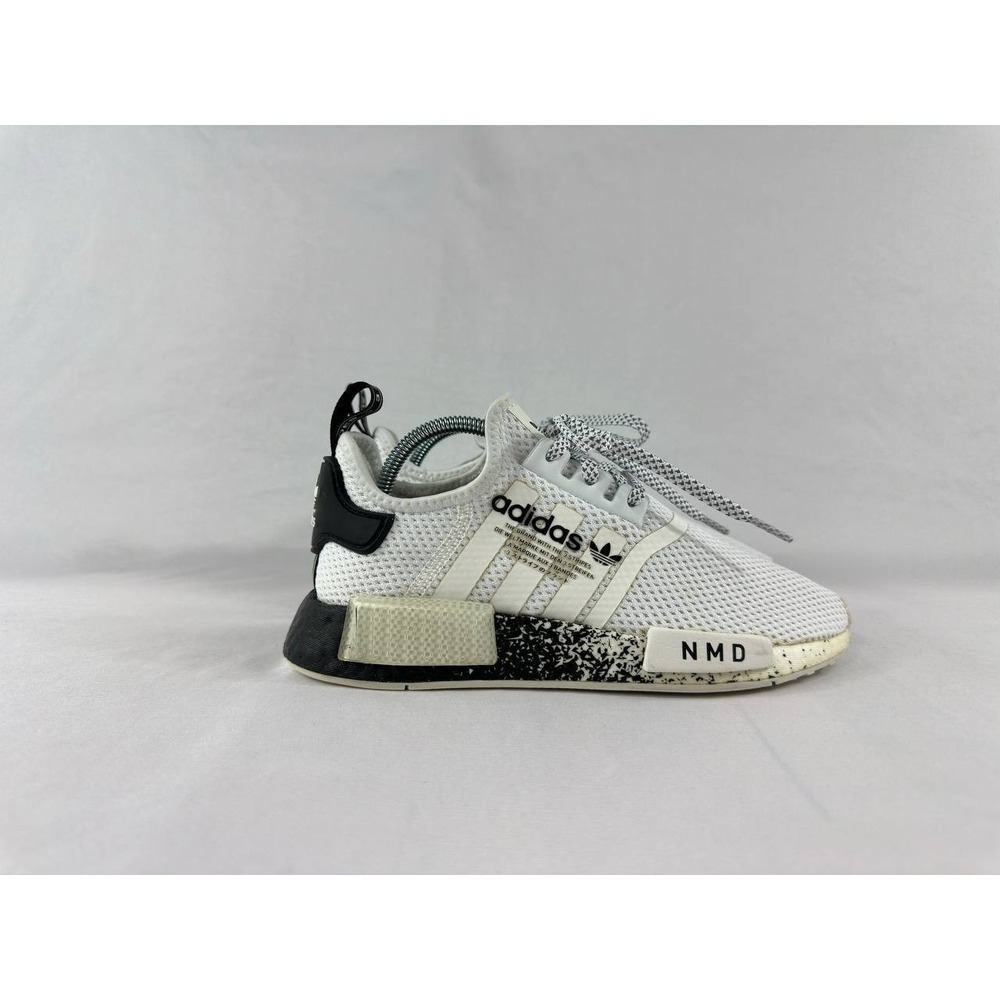 adidas NMD_R1 Boys Size 4.5 White Speckled Running Shoes Boost Sneakers GX5090
